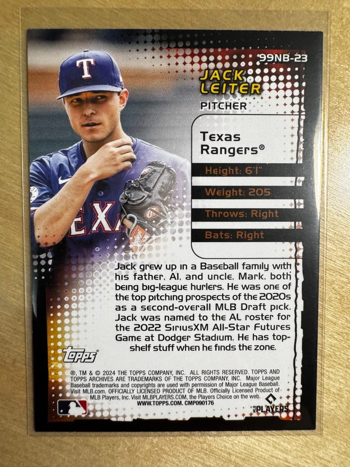 JACK LEITER New Breed Insert Card 2024 Topps Archives Rangers 99NB-23 RC - Image 2 of 2