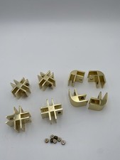 Lote de 6 conectores de herrajes de mesa de cubo de vidrio de latón de 6 vías