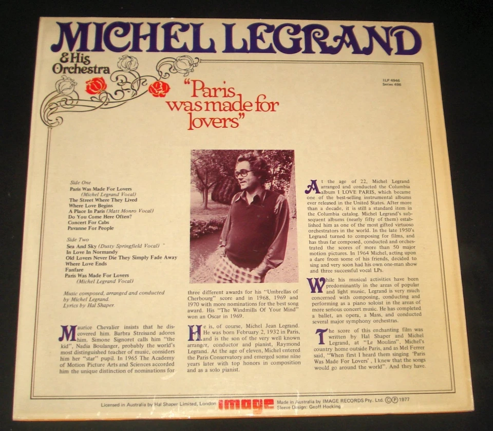 MICHEL LEGRAND - PARIS WAS MADE FOR LOVERS - IMAGE LP  Dusty Springfield - Image 2 of 2