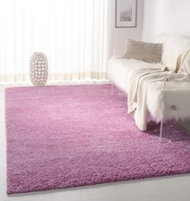 SAFAVIEH August Shag Accent Rug - 4' Square, Pink, Solid Design, Non-Shedding