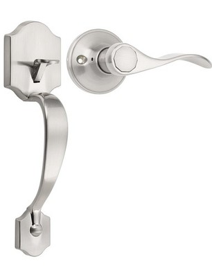 Single Cylinder Exterior Handleset, Keyless Front Door Handle with Lever Insi...