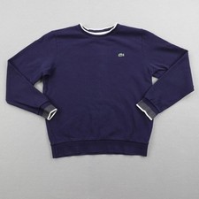 Lacoste Sweater Mens Small Blue Waffle Knit Thermal Contrast Trim Croc Logo Knit