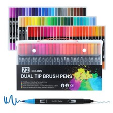 72 Colors Dual Tip Markers Set, Water-Based Ink Brush & Chisel Double Tipped ...