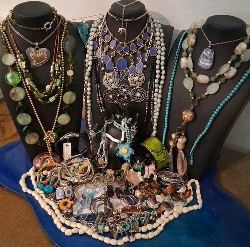 75+ Pc Vtg-Now Spring Boho Glass Wood Stone Retro Estate Costume Jewelry 4# LT41