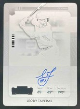 2021 Panini Contenders Printing Plate Black #150 Leody Taveras RC Auto 1/1