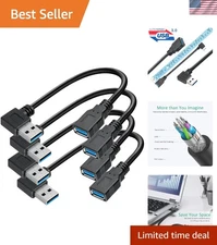 4-Piece USB 3.0 15CM Right Angle Extension Cable Set for Space-Saving Use