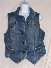 Classic Denim Vest in Medium Blue biker, Rocker, classic Y2K  H