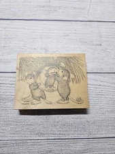 Vtg House Mouse FUNNY FACE (Mudpie, Maxwell) Wood Rubber Stamp #378-Stampa Rosa