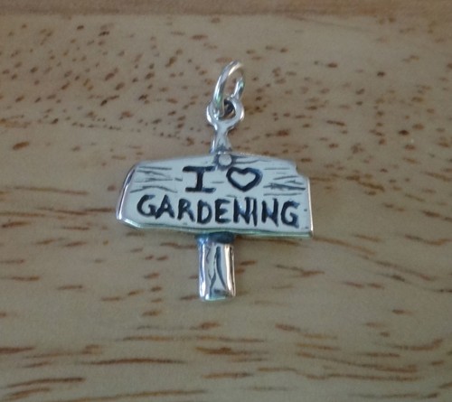 Sterling Silber 17x15mm I Love (Herz) Gartenarbeit Zeichen Charm! - Bild 2 von 4