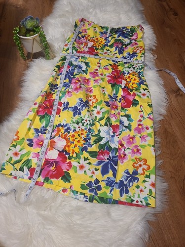 Vestido American Living Amarillo Hibisco Estampado Floral Sin Mangas Talla 12 - Imagen 6 de 6