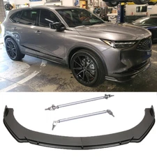 Carbon Look Front Bumper Lip Spoiler + Strut Rods Bar For Acura MDX RDX A-Spec