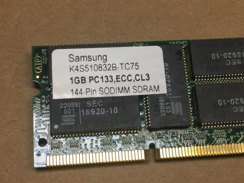NEW , SAMSUNG  K4S510832B-TC75  1gb SODIMM -144Pin ,  PC133 ,ECC, CL3  (9 Chips) - Image 4 of 4