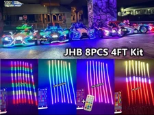 JHB 8PCS 4FT APP Remote CHASING FLOW LED Slingshots IP68 Strips Hood Lights Kit