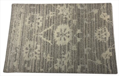 Handgeknüpfter Wollteppich 60x90cm Kurzflor Modern Natur Hellgrau D739