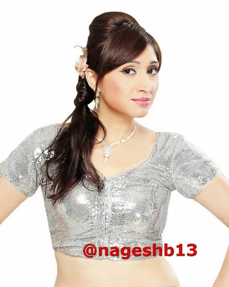 Readymade Saree Blouse Designer Silver Sari Blouse Party Wear Sequins Blouse