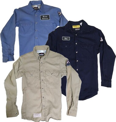 Used Flame Resistant FR Work Shirts Blue, Khaki, Navy Bulwark Carhartt and  other