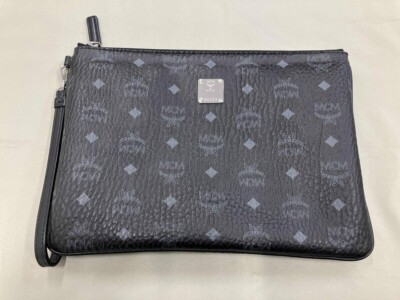 MCM Visetos 99330 Clutch Tasche Second Bag Veranda Unisex Authentic Zipper Bl...