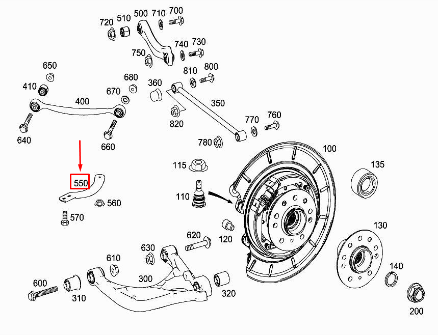 MERCEDES-BENZ R W251 Rear Left Axle Strut A2513510196