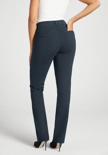 NEW Betabrand 2-Pocket Straight Leg Yoga Pants W1550 Solid Navy Blue Size Large - Picture 2 of 8
