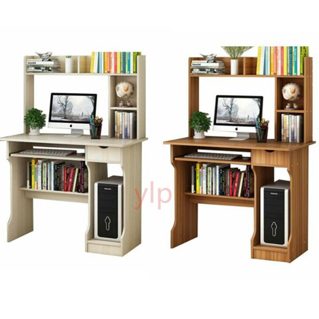 80cm Home Office Computer Desk Shelves Drawer Bookshelf Storage Pc Table Study