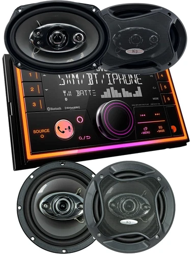 JVC KW-R940BTS 2-Din LCD Bluetooth Car Stereo + Audiotek K69.5 & K65.4 Speakers