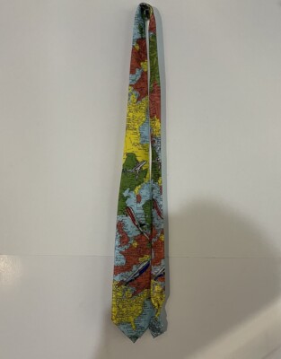 Renaissance Global Airplane Travel Tie Plane Map World