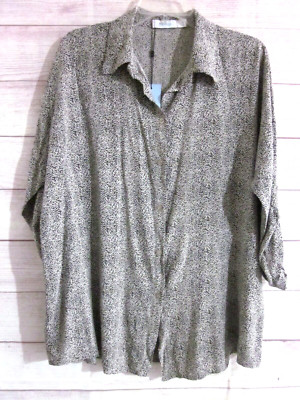 Blue Vanilla Shirt Womens M/L UK Size M US Animal Print Button Up Sleeve