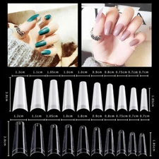US 500Pc Clear Natural Salon Half French False Acrylic Nail Art Cowboy Tips