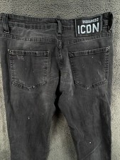 Dsquared2 Jeans Uomo Denim Urban Nero 50 Icona Italia Jeans Slim Distressed Biker