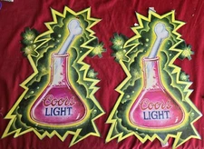 2 Vtg Coors Light Beer Bone Potion sign advertisement Halloween