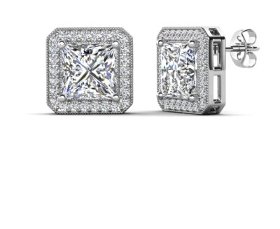 Cate & Chloe Norah 18K White Gold Plated Stud Earrings with Crystals for Women