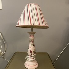 Little Girls Lamp, Hand Painted Wood, Pink,White, Flowers Butterflys, CordSwitch