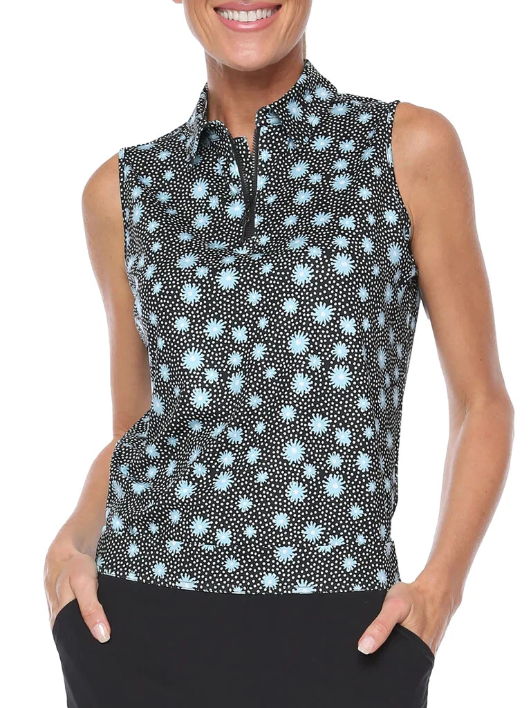 NWT BELYN KEY MOONSTRUCK FLORAL Keystone Sleeveless Golf Shirt - S M & L