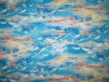 SKY BLUE CLOUDS MULTI COLOR BLUE WHITE COTTON FABRIC BTHY