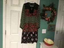 Women s BEAUTIFUL Anna Sui Floral Silk Sheer Tunic Dress Size Medium CON48