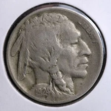 1924-D Buffalo Five Cent Nickel Coin VF B055