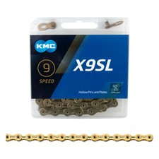 Cadena superligera KMC X9SL 9 velocidades 1/2 x 11/128' 116L Ti-N DORADA