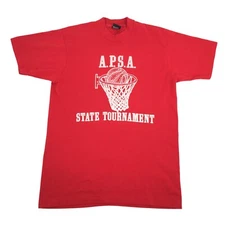 Vintage Screen Stars Best APSA Basketball T-Shirt Large Red White Single Stitch