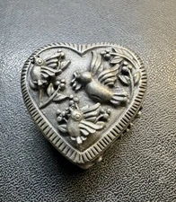 Vintage TORINO Hummingbird Pin Brooch Heart Pierced Post Earrings Trinket Box