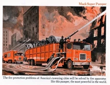 Mack Fire Trucks Super Pumper System Ad FDNY Photograph Print 8.5x11"