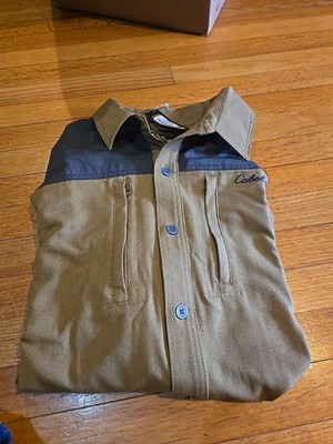NWT Cabelas Men's XL Hunting Shirt Long Sleeve Button Up Shirt Gold/Beluga