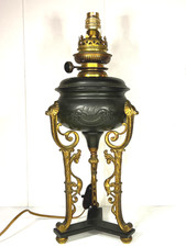 GRANDE LAMPE ANCIENNE DITE"ATHÉNIENNE"EN BRONZE ET TÔLE ÉLECTRIFIÉE XIXème