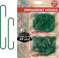 450-Count Green Ornament Hooks Heavy Duty 1.4  2.5-Inch Christmas Tree Hangers