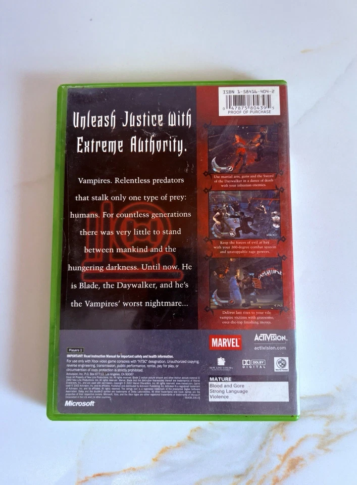 Blade II (Xbox, 2002) Complete CIB - Tested & Working - Clean Disc - Marvel - Image 4 of 4