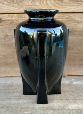 Vandor Art Deco Black Porcelain Rocket Style Vase Pelzman Designs Vintage 1985
