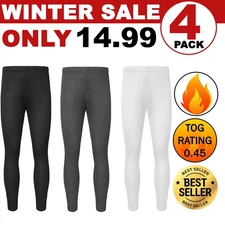 4 Pack Mens Long Johns Underwear Thermal Base Layer Trouser Warm Bottom Trousers