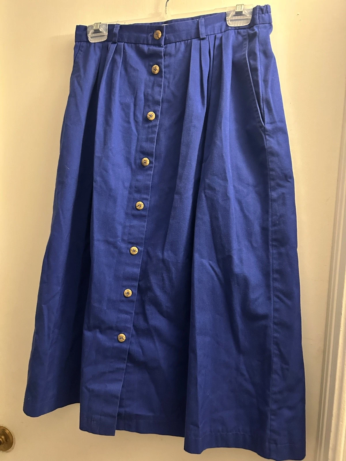 Country Suburbans Skirt Sz 12 Vintage navy blue front buttons USA Made pockets
