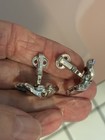Trifari Design Pat Pend light blue rhinestone clip earrings — photo 4