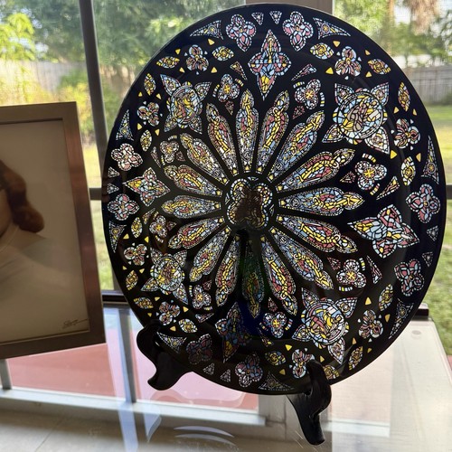 13" Vintage St. John The Divine Rose Window/Window/Tabletop/Serving Dish/Used - Picture 2 of 8