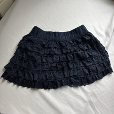 Abercrombie Fitch Black Floral Lace Ruffle Layered Mini Skirt Pull On S